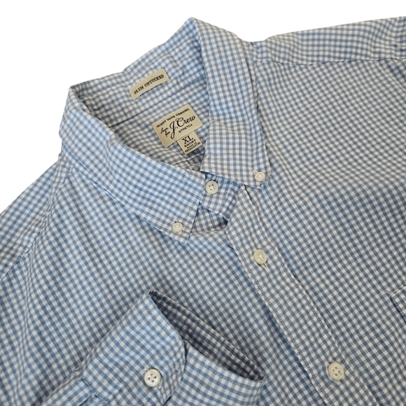 J. Crew Other - J. Crew Blue White Gingham Slim Untucked Button Down Sz XL
